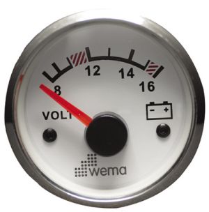 Wema 12V-Batterie Anzeige (Voltmeter) schwarz mit silbernem Ring 52mm,  49,00 €